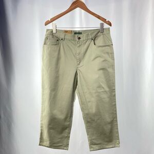 NWT Ralph Lauren Lauren Jeans Classic Mid Calf Chino Jeans in‎ Khaki Size 12 Reg
